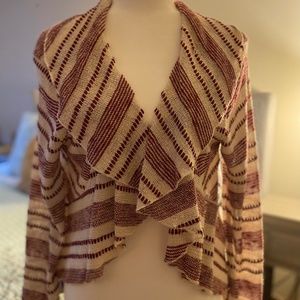 Red & Cream Open Front Sweater by Sun & Moon, size medium